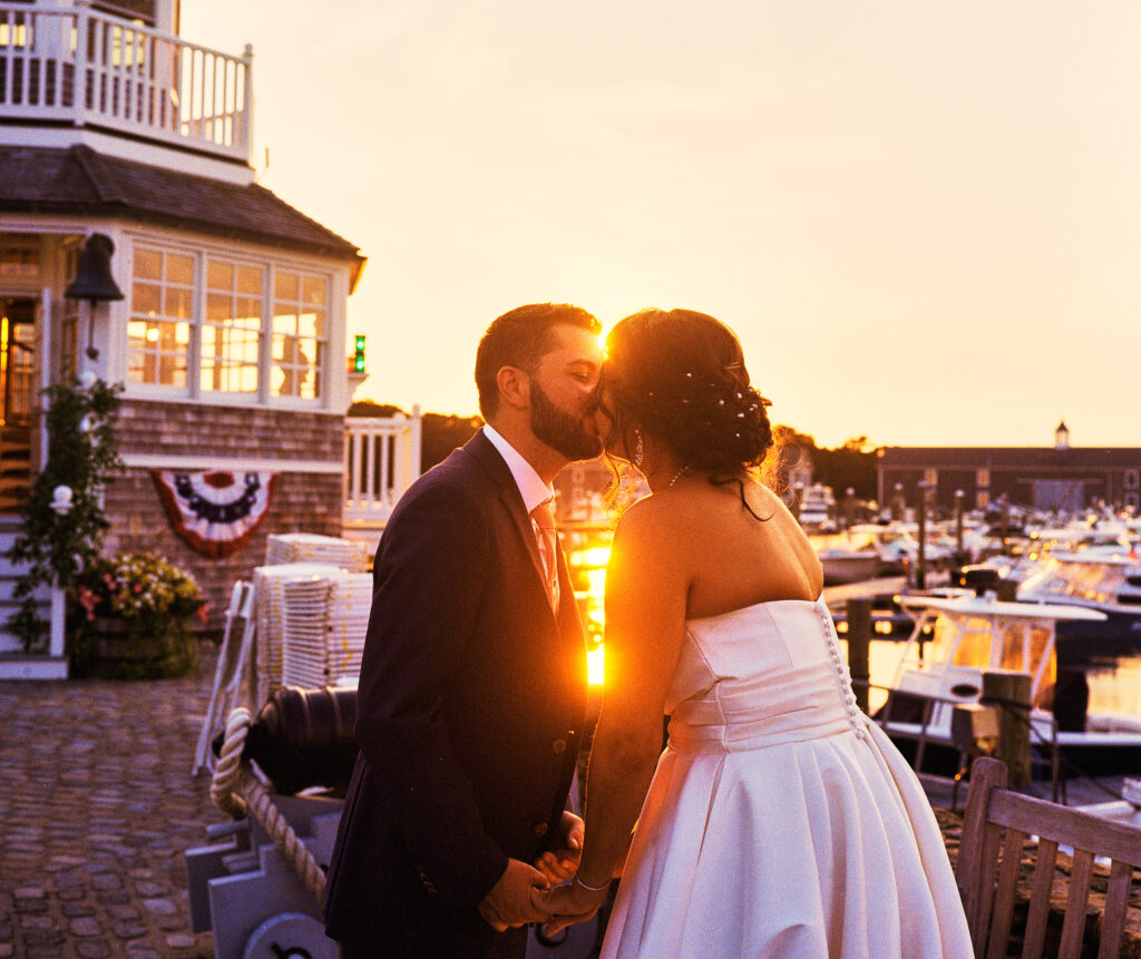 Wedding Couple Golden Hour Film