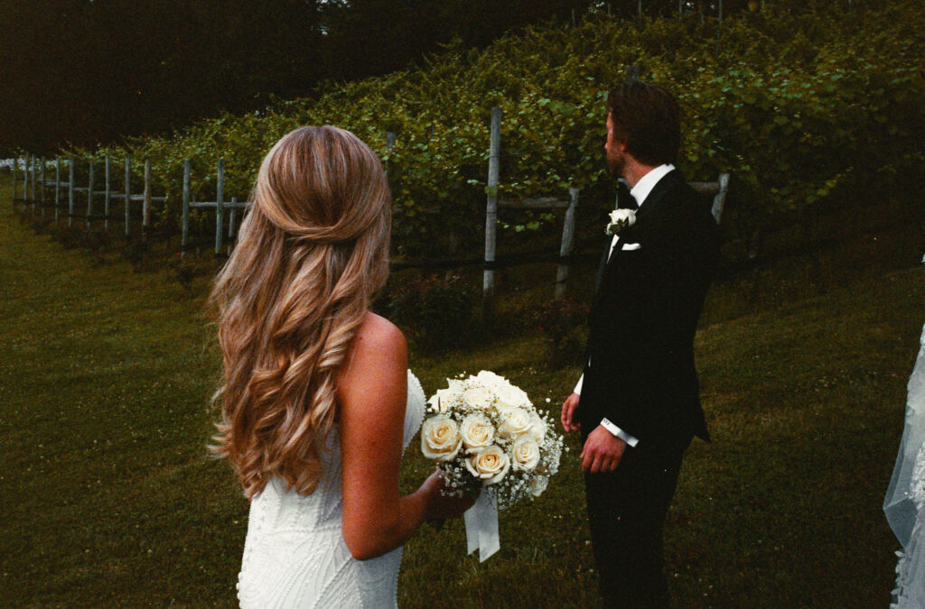 Potomac winery vineyard film photo of couple from Boston based film destination wedding photographer